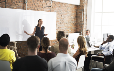 Presenter Giving a Presentation to a Small Audience
